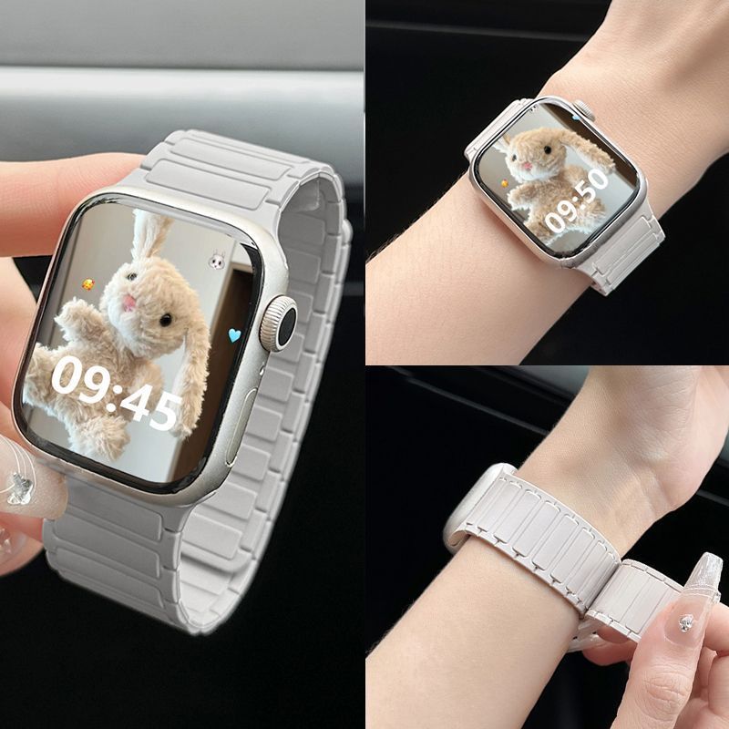 Glacier Grey integrated ceramic Apple Watch strap