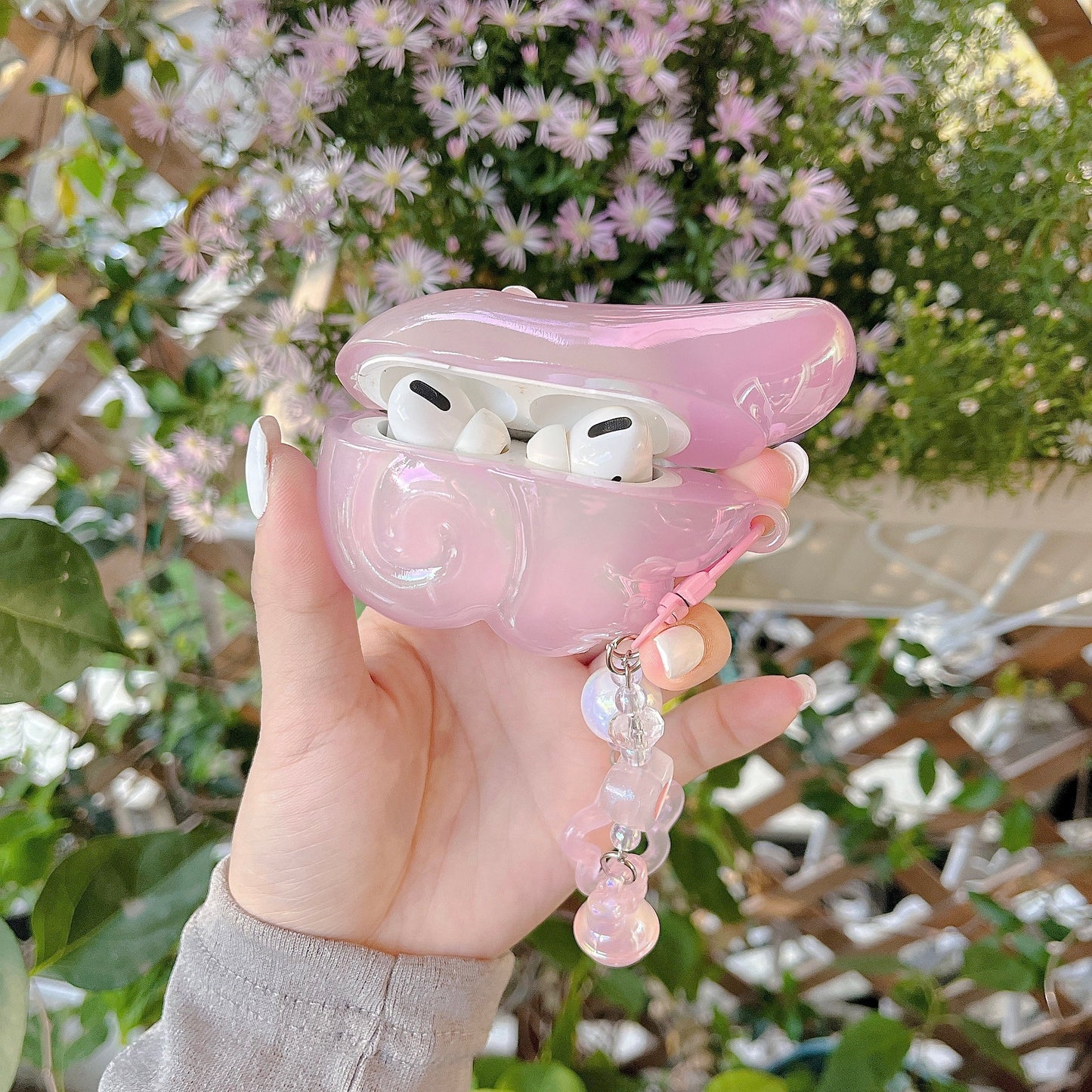 Angel Wing AirPods Case with Pearl & Beaded Charm