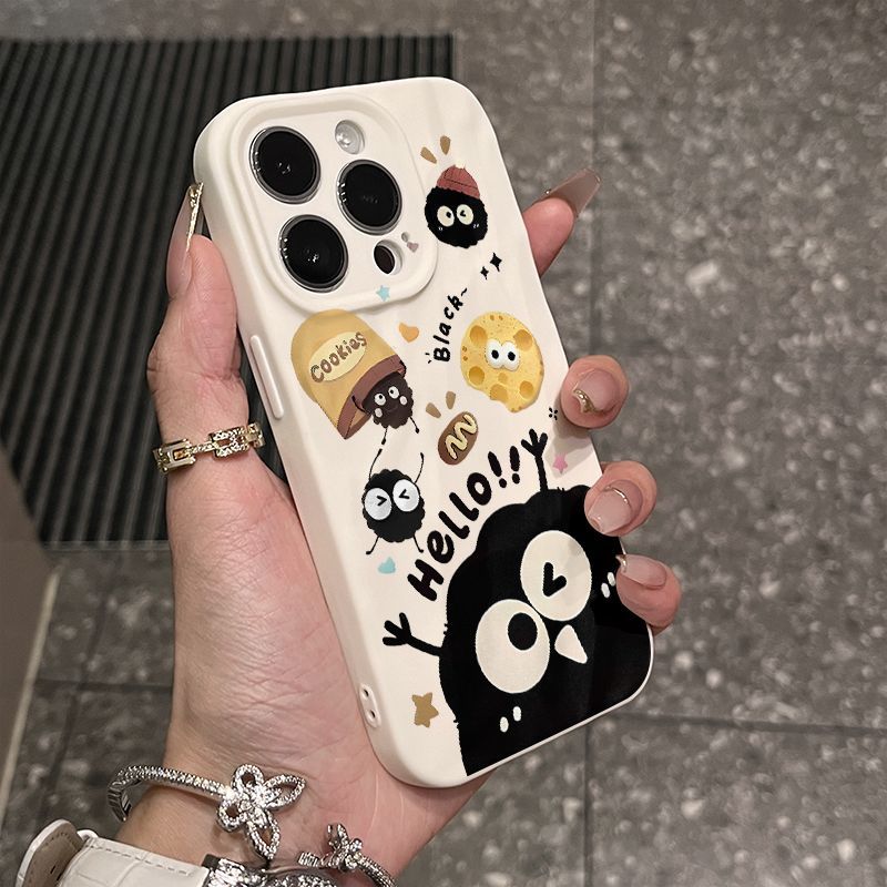 Cute Black Coal Ball Character Phone Case Series