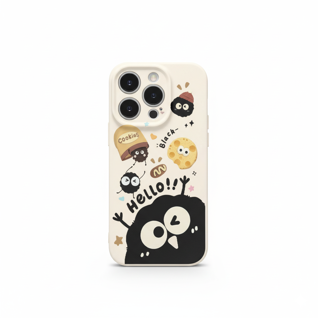 Cute Black Coal Ball Character Phone Case Series
