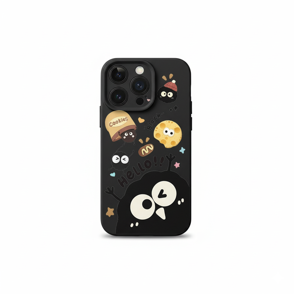 Cute Black Coal Ball Character Phone Case Series