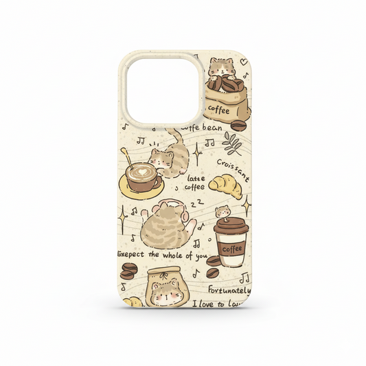 Coffee Cat Fun Life Illustration phone case