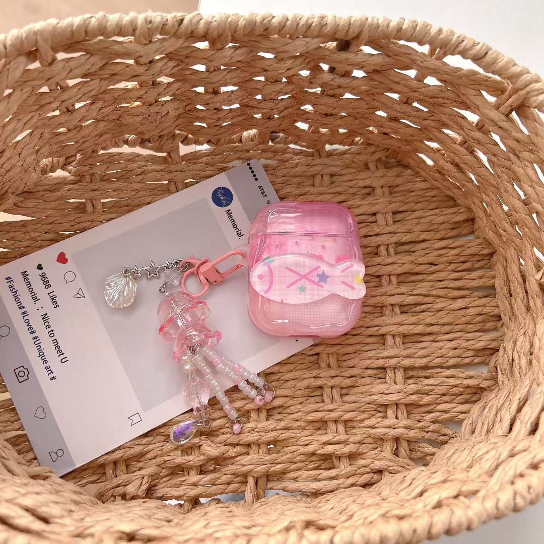 Pink Unicorn AirPods Case with Crystal Beaded Charm